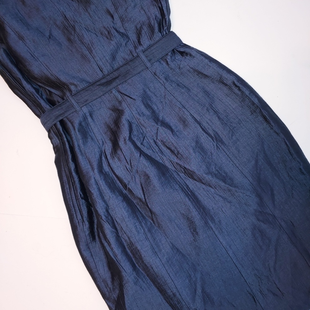 - H&M Faux Wrap Dress Navy Blue 6 - Picture 5 of 5